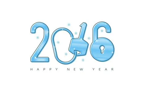 2016 New Year key &amp; lock concept for greeting card, post card, banner, etc. Stock Illustration