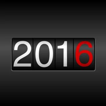 2016 New Year Odometer - Black and Red Stock Illustration