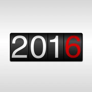 2016 New Year Odometer - White and Red Stock Illustration