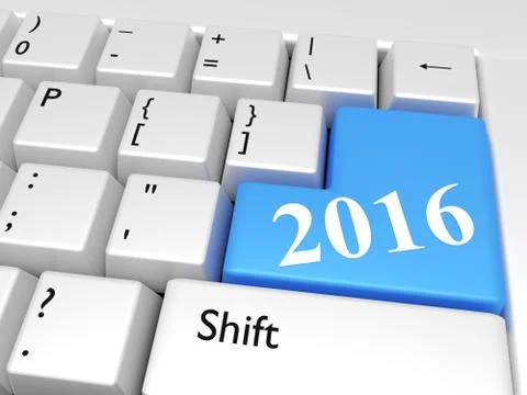 2016 new year over keyboard Stock Illustration