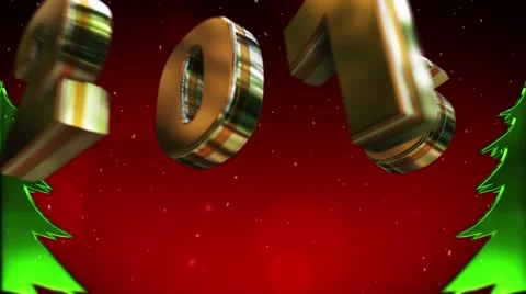 2016 New Year red sparkling background x-mas tree.mp4 Stock Footage 56536844