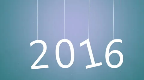 2016 paper text hanging on strings, against light blue Video stock 58002632