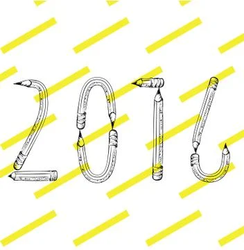 2016 pencil hand drawn 스톡 일러스트
