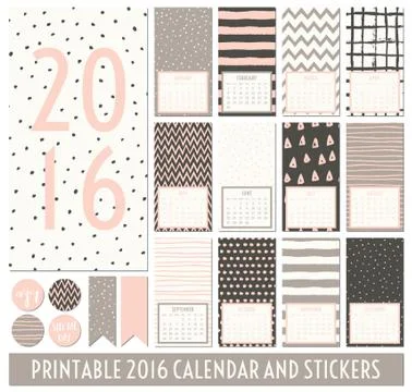 2016 Printable Calendar Stock-Illustration