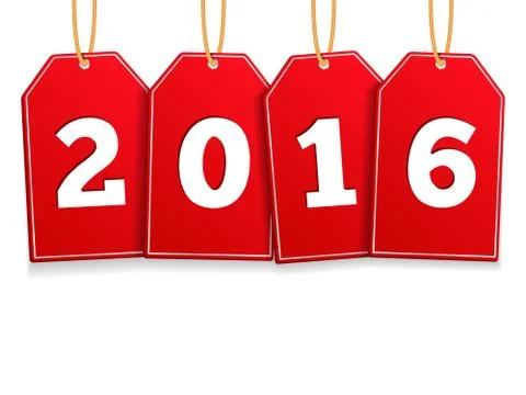 2016 on Red Tags Stock Illustration