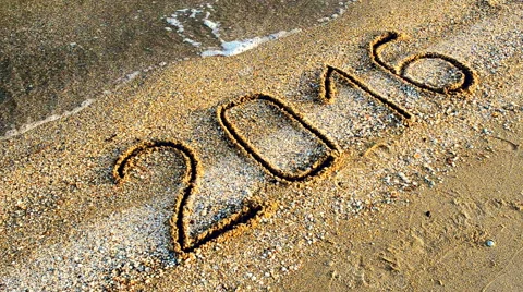 2016 on sand. Stock Footage