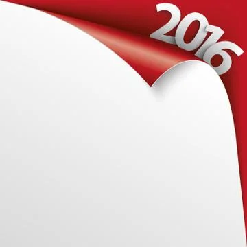 2016 Scrolled Corner Red Paper Cover Stock Illustration