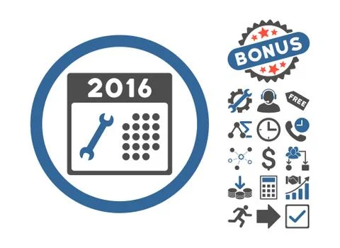 2016 Service Calendar Flat Vector Icon With Bonus イラスト素材