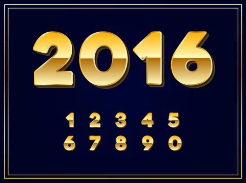 2016 Sign in Gold in Vector Stock Illustration
