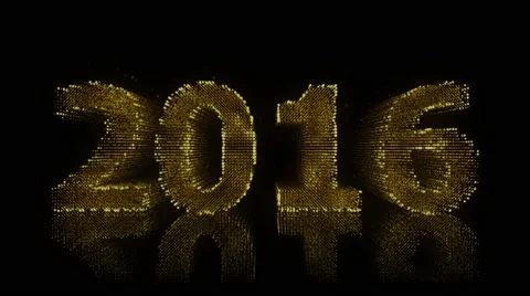 2016 Sign Made of Glowing Particles On Reflective Surface. 動画素材 60113015