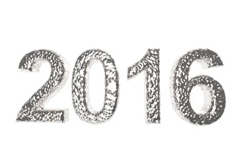 2016 In Silver Coating isolated on a white background Stock Illustration