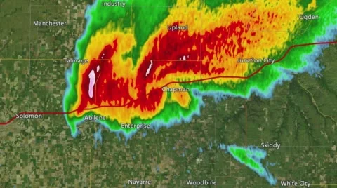 2016 Solomon/Abilene/Chapman, KS Tornado Doppler Radar (Without Warn Boxes) Video stock 67463597