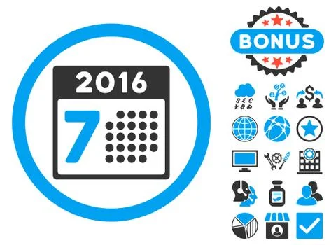 2016 Week Calendar Flat Vector Icon with Bonus Stock Illustration