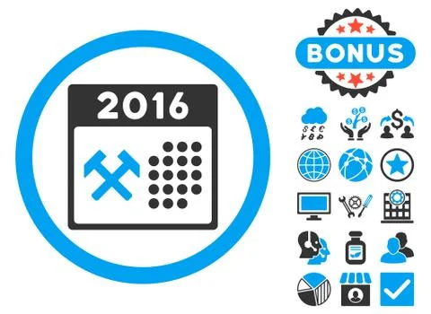 2016 Working Days Flat Vector Icon with Bonus イラスト素材