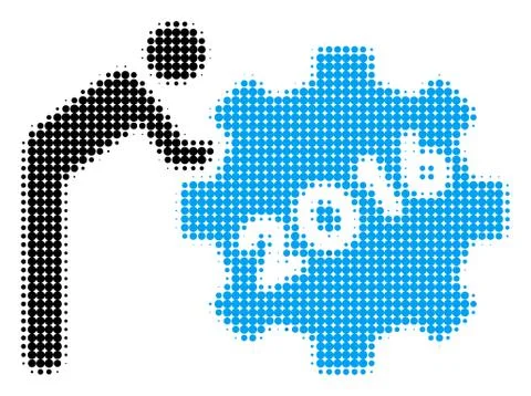 2016 Working Man Halftone Icon 스톡 일러스트