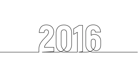 2016 year continuous single one line art drawing animation numbers video 스톡 동영상 313394180