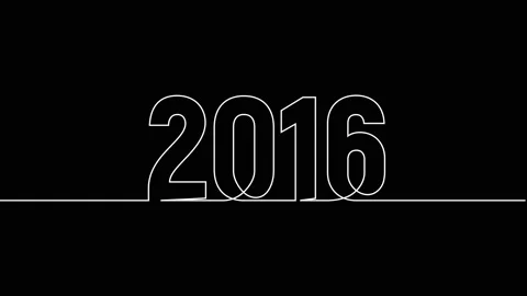 2016 year continuous single one line art drawing animation numbers video Stock Footage 313394183