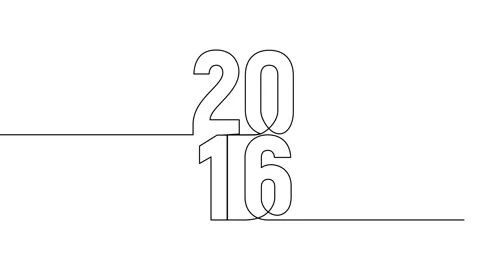 2016 year continuous single one line art animation vertically numbers video Stock Footage 314561365