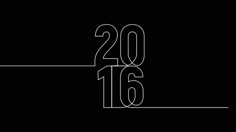 2016 year continuous single one line art animation vertically numbers video Stock Footage 314561368