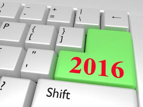 2016 year over Enter key Illustrazione stock