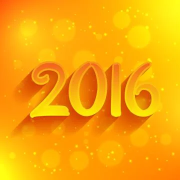 2016 in yellow bokeh background Stock Illustration