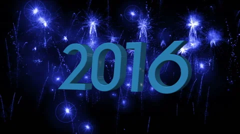 2016_ different fireworks explosion BLUE Stock Footage 54906392