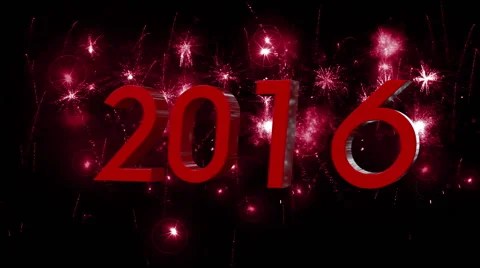 2016_ different fireworks explosion RED Video stock 54904150