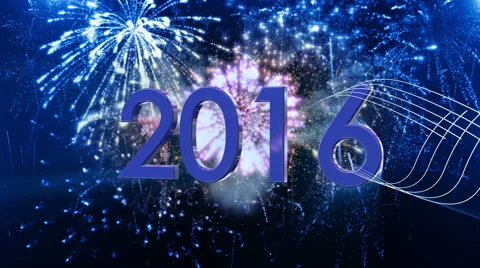 2016_beautiful fireworks explosion BLUE Stock Footage 54912281