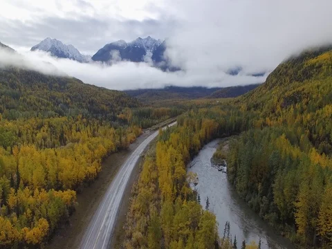 2017-09-16 highway, mountain, and river Stock Footage 80326245