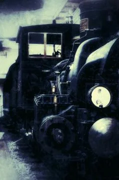 2017-09-17. Prague. Technical Museum. Old retro steam train front view. Stock Photos