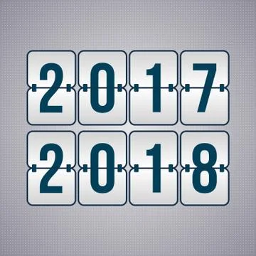2017, 2018 Year vector scoreboard. flip symbols on dotted background Ilustração Stock