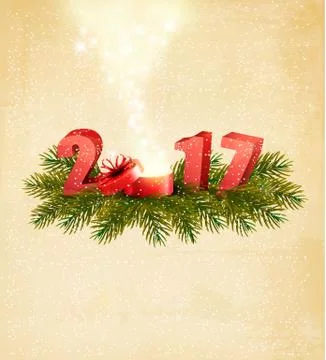 2017 background with a magical present. Vector. Illustrazione stock