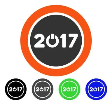 2017 Button Flat Icon Stock Illustration
