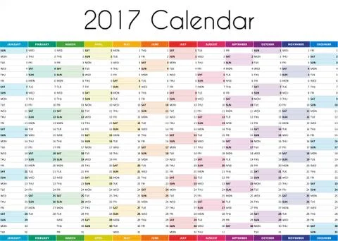 2017 Calendar - ENGLISH VERSION Stock Illustration
