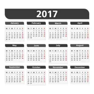 2017 Calendar 스톡 일러스트