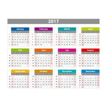 2017 Calendar - illustration Vector template of color 2017 calendar Stock Illustration