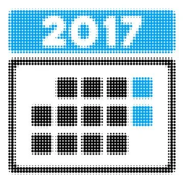 2017 Calendar Month Table Halftone Icon Stock Illustration