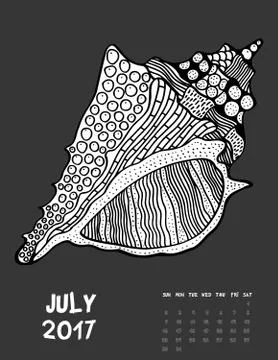 2017 calendar page of month Illustration