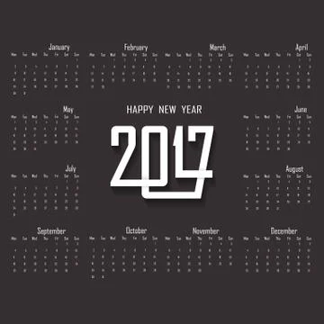 2017 Calendar Template.Calendar for 2017 year.Vector design stationery templa Stock Illustration
