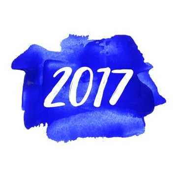 2017 card, poster, logo, words, text written on blue painted background vecto Stock Illustration
