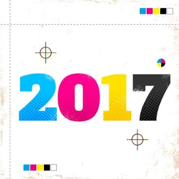 2017 in CMYK style Stock Illustration