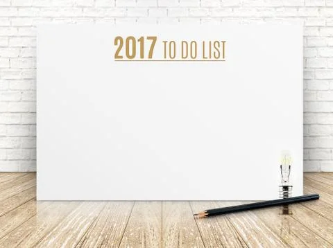 2017 To do list year text on white paper poster with black pencil and lightbu Stock Photos