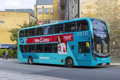 A 2017 Double Decker Bus from the First Bus Company. Stock-Fotos