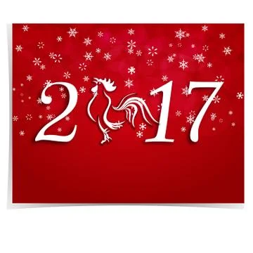 2017 Fire Rooster. Stylized lettering on a red gradient background. Card. C.. Illustrazione stock