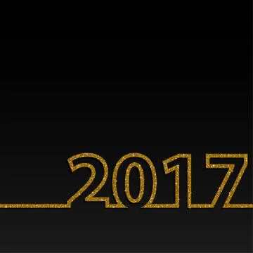 2017 Glittering Gold sequins numbers. Stock Illustration
