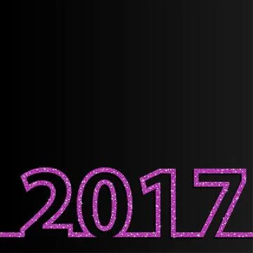 2017 Glittering Pink sequins numbers. Stock Illustration