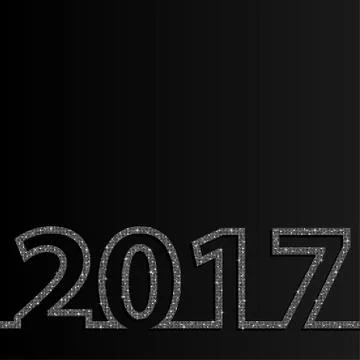 2017 Glittering Silver sequins numbers. Stock Illustration