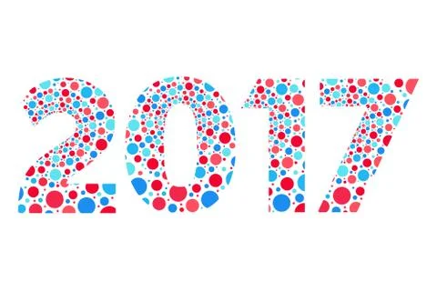 2017 Happy New Year bubble vector, red and blue isolated symbol Stock Illustration