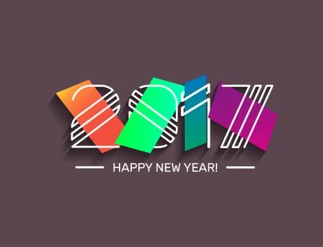 2017 Happy New Year creative seasons greetings. Colorful, contemporary design Иллюстрация