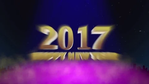 2017 Happy New Year Text Stars And Smoke Loopable Video stock 71006640